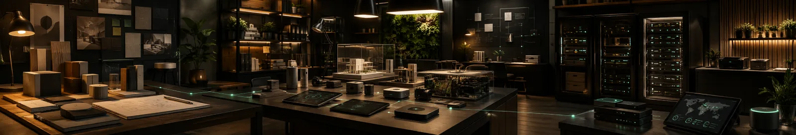 Workbench of servers, boards and product models built by one of the top software development companies