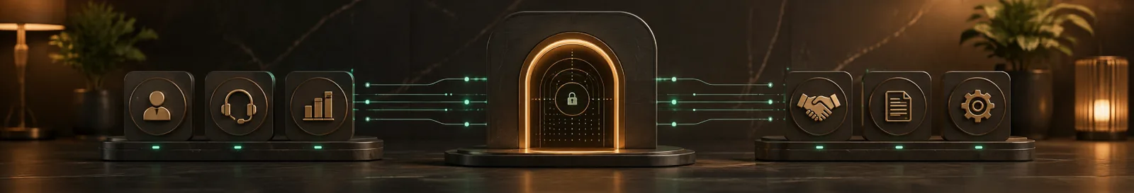 Lit portal gateway with account, reporting and document icons from customer portal development