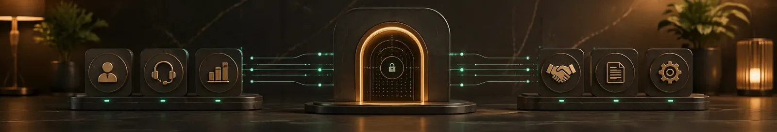 Lit portal gateway with account, reporting and document icons from customer portal development
