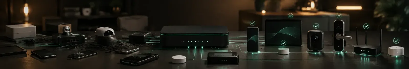 Connected routers, phones, tablets and sensors reporting healthy status to a device management platform