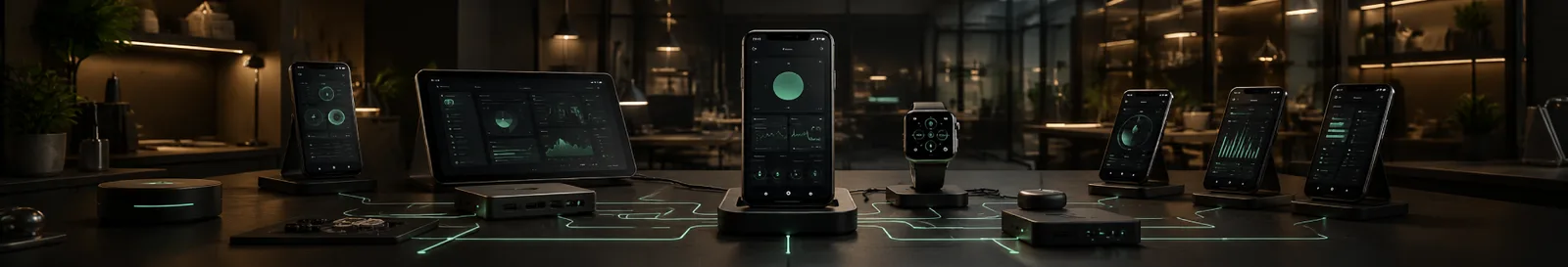 Phones and tablets running app screens built by a mobile app development company