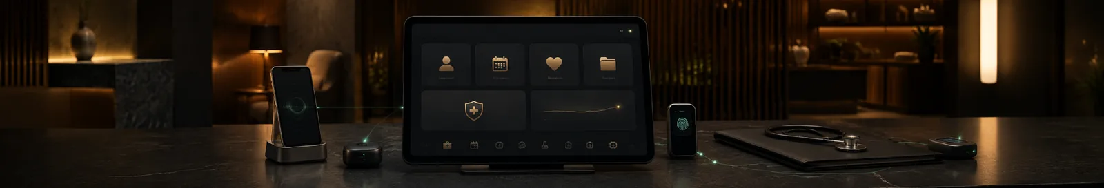 Tablet showing patient records and appointments inside a patient portal