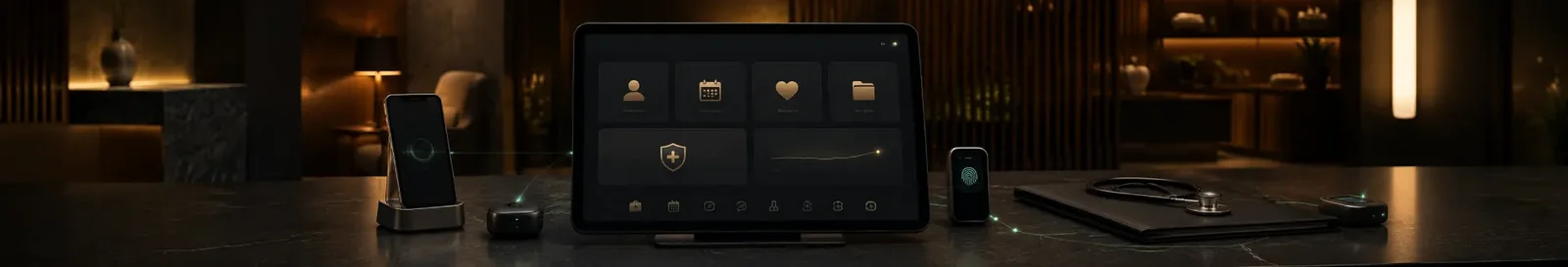 Tablet showing patient records and appointments inside a patient portal