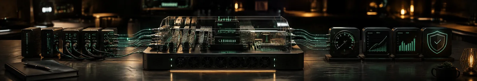 Load gauges and throughput charts wired to a server array during performance testing services