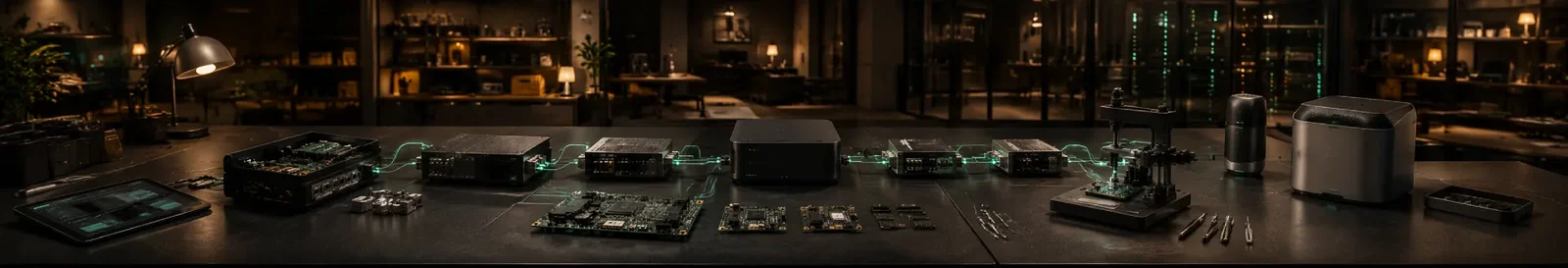 Engineering bench of modules, boards and tools behind product engineering services
