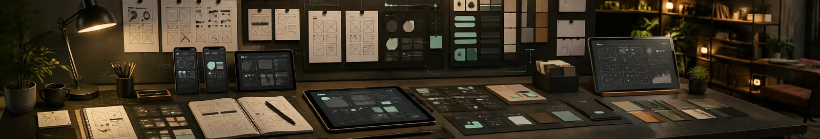 Wireframe sheets, sketching tools and screen designs from a UX design agency