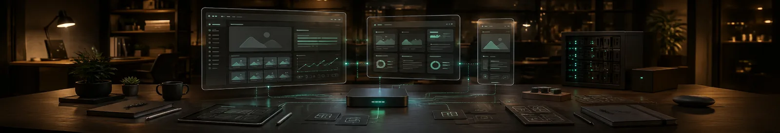 Browser panels with dashboards and analytics from web application development services