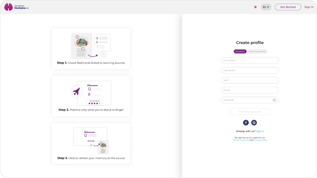Smarter Humans platform interface screenshot 1